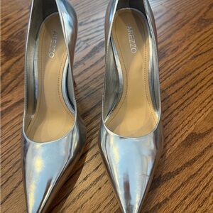 Arezzo Shiny Silver Women's Heels